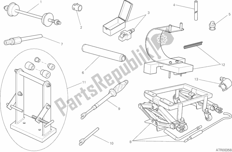 Toutes les pièces pour le Outils De Service D'atelier, Châssis du Ducati Scrambler Desert Sled USA 803 2017